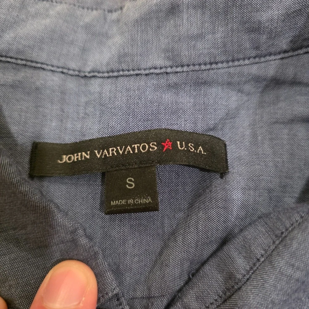 John Varvatos USA Dress Shirt Men's Size S Blue Cotton Casual Preppy Business - Picture 2 of 8